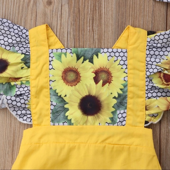 Boutique Baby Girls Sunflower Romper 2pc - Picture 2 of 3